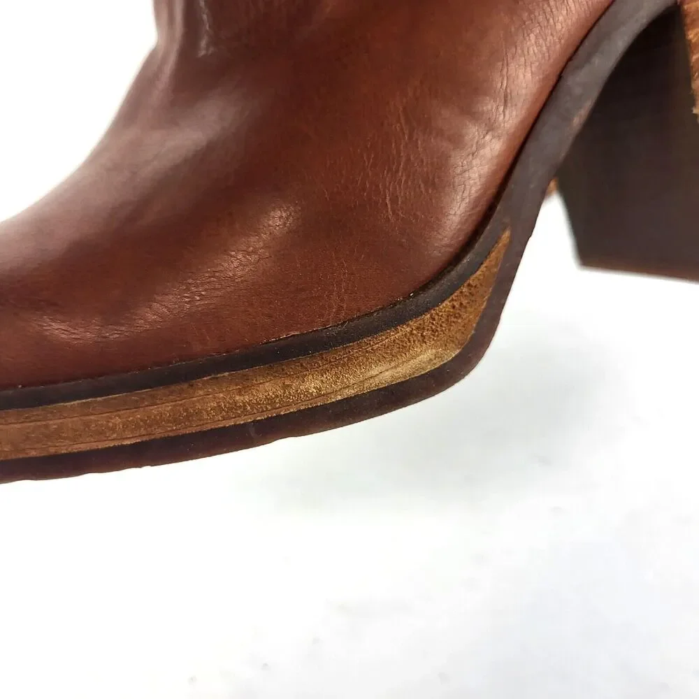 Korks Kari Ankle Booties Pull On Buckle Tan Comfort Padded Wooden 10 M